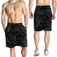Hawaiian Kanaka Honu Hibiscus Tornando Polynesian Gray Men's Shorts - AH - Polynesian Pride
