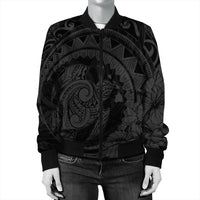 Hawaiian Kanaka Honu Map Hibiscus Globular Polynesian Gray Bomber Jacket - AH - Polynesian Pride