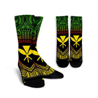 Hawaiian Kanaka Maoli Center Polynesian Crew Socks - AH Crew Socks White - Polynesian Pride