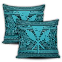 Hawaiian Kanaka Polynesian Tribal Pillow Covers Reggae Color Blue AH - Polynesian Pride
