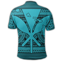 Hawaiian Kanaka Polynesian Tribal Polo Shirt Reggae Color Blue - Polynesian Pride
