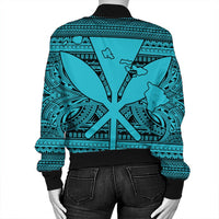Hawaiian Kanaka Polynesian Tribal Bomber Jacket Reggae Color Blue AH - Polynesian Pride
