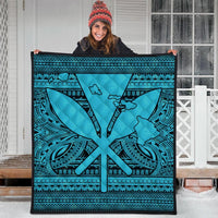 Hawaiian Kanaka Polynesian Tribal Premium Quilts Reggae Color Blue AH - Polynesian Pride
