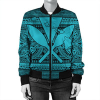 Hawaiian Kanaka Polynesian Tribal Bomber Jacket Reggae Color Blue AH - Polynesian Pride