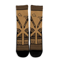 Hawaiian Kanaka Polynesian Tribal Crew Socks Reggae Color Gold AH - Polynesian Pride