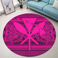Hawaiian Kanaka Polynesian Tribal Round Carpet Reggae Color Pink AH - Polynesian Pride