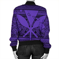 Hawaiian Kanaka Polynesian Tribal Bomber Jacket Reggae Color Purple AH - Polynesian Pride