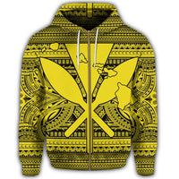 Hawaiian Kanaka Polynesian Tribal Zip Hoodie Reggae Color Yellow - Polynesian Pride