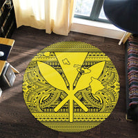Hawaiian Kanaka Polynesian Tribal Round Carpet Reggae Color Yellow AH - Polynesian Pride