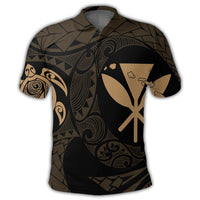 Hawaiian Kanaka Turtle Polynesian Polo Shirt Gold - Polynesian Pride