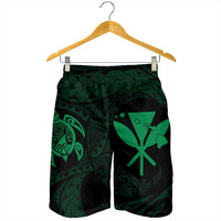 Hawaiian Kanaka Turtle Polynesian Men's Shorts Green AH - Polynesian Pride
