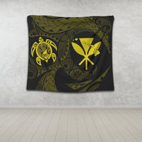 Hawaiian Kanaka Turtle Polynesian Tapestry Yellow AH - Polynesian Pride