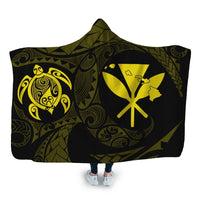 Hawaiian Kanaka Turtle Polynesian Hooded Blanket Yellow AH Hooded Blanket White - Polynesian Pride
