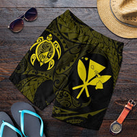 Hawaiian Kanaka Turtle Polynesian Men's Shorts Yellow AH Art - Polynesian Pride