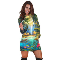 Hawaiian Living In Aboriginal Village Hoodie Dress - AH - Polynesian Pride