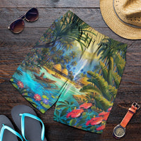 Hawaiian Living In Aboriginal Village Men's Shorts - AH Art - Polynesian Pride