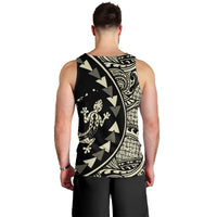 Hawaiian Map Gecko Tattoo Kakau Polynesian Tank Top Beige AH - Polynesian Pride