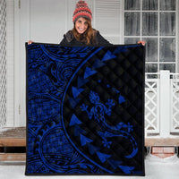 Hawaiian Map Gecko Tattoo Kakau Polynesian Premium Quilts Blue AH - Polynesian Pride