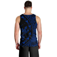 Hawaiian Map Gecko Tattoo Kakau Polynesian Tank Top Blue AH - Polynesian Pride