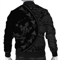 Hawaiian Map Gecko Tattoo Kakau Polynesian Bomber Jacket Gray AH - Polynesian Pride