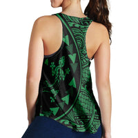 Hawaiian Map Gecko Tattoo Kakau Polynesian Racerback Tank Green AH - Polynesian Pride