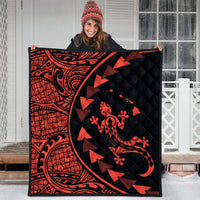 Hawaiian Map Gecko Tattoo Kakau Polynesian Premium Quilts Orange AH - Polynesian Pride