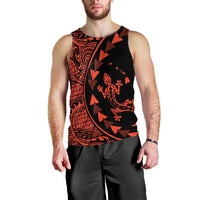 Hawaiian Map Gecko Tattoo Kakau Polynesian Tank Top Orange AH Black - Polynesian Pride