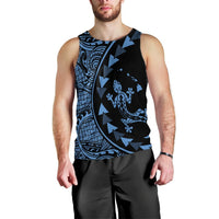 Hawaiian Map Gecko Tattoo Kakau Polynesian Tank Top Pastel Blue AH Black - Polynesian Pride