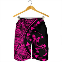 Hawaiian Map Gecko Tattoo Kakau Polynesian Men's Shorts Pink AH - Polynesian Pride