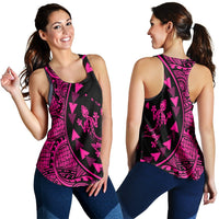 Hawaiian Map Gecko Tattoo Kakau Polynesian Racerback Tank Pink AH Black - Polynesian Pride