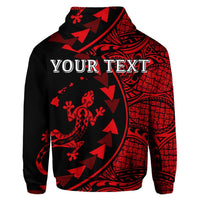 Custom Hawaiian Map Gecko Tattoo Kakau Polynesian Hoodie Red - Polynesian Pride