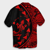 Hawaiian Map Gecko Tattoo Kakau Polynesian Hawaiian Shirt Red AH - Polynesian Pride
