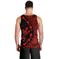 Hawaiian Map Gecko Tattoo Kakau Polynesian Tank Top Red AH - Polynesian Pride