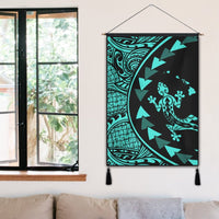 Hawaiian Map Gecko Tattoo Kakau Polynesian Hanging Poster Turquoise AH - Polynesian Pride