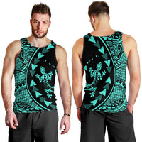 Hawaiian Map Gecko Tattoo Kakau Polynesian Tank Top Turquoise AH - Polynesian Pride
