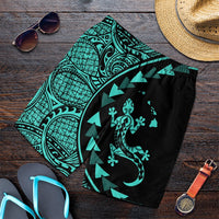 Hawaiian Map Gecko Tattoo Kakau Polynesian Men's Shorts Turquoise AH Art - Polynesian Pride