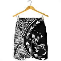 Hawaiian Map Gecko Tattoo Kakau Polynesian Men's Shorts White AH - Polynesian Pride