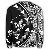 Hawaiian Map Gecko Tattoo Kakau Polynesian Sweatshirt White AH - Polynesian Pride