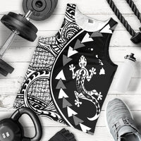 Hawaiian Map Gecko Tattoo Kakau Polynesian Tank Top White AH - Polynesian Pride
