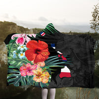 Hawaiian Map Hawaii Flag Hibiscus Polynesian Hooded Blanket AH - Polynesian Pride