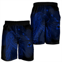 Hawaiian Map Heart Hula Girl Hibiscus Blue Polynesian Men's Shorts - AH - Polynesian Pride
