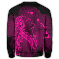 Hawaiian Map Heart Hula Girl Hibiscus Pink Polynesian Sweatshirt - AH - Polynesian Pride
