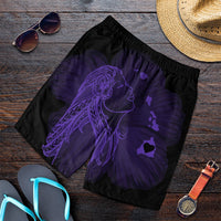 Hawaiian Map Heart Hula Girl Hibiscus Purple Polynesian Men's Shorts - AH Art - Polynesian Pride