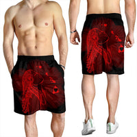 Hawaiian Map Heart Hula Girl Hibiscus Red Polynesian Men's Shorts - AH - Polynesian Pride