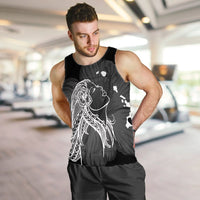 Hawaiian Map Heart Hula Girl Hibiscus White Polynesian Tank Top - AH - Polynesian Pride