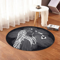 Hawaiian Map Heart Hula Girl Hibiscus White Polynesian Round Carpet - AH - Polynesian Pride