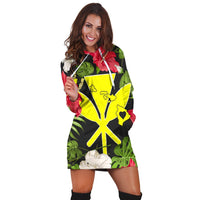 Hawaiian Map Heart Kanaka Hibiscus Polynesian Hoodie Dress - AH - Polynesian Pride