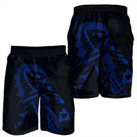 Hawaiian Map Heart Ribbon Cancer Hibiscus Blue Polynesian Men's Shorts - AH - Polynesian Pride