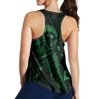 Hawaiian Map Heart Ribbon Cancer Hibiscus Green Polynesian Racerback Tank - AH - Polynesian Pride