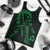 Hawaiian Map Heart Ribbon Cancer Hibiscus Green Polynesian Tank Top - AH - Polynesian Pride